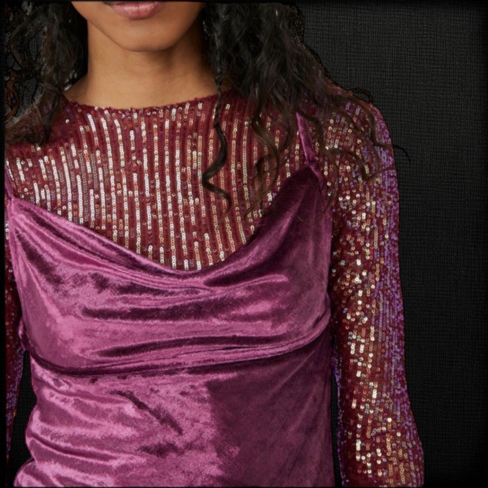Free People Fig Jam All Night Velvet Tunic. Size S. NWT